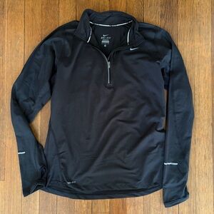 Nike Women’s Dri-Fit Black Quarter Zip Long Sleeve Running Top, M